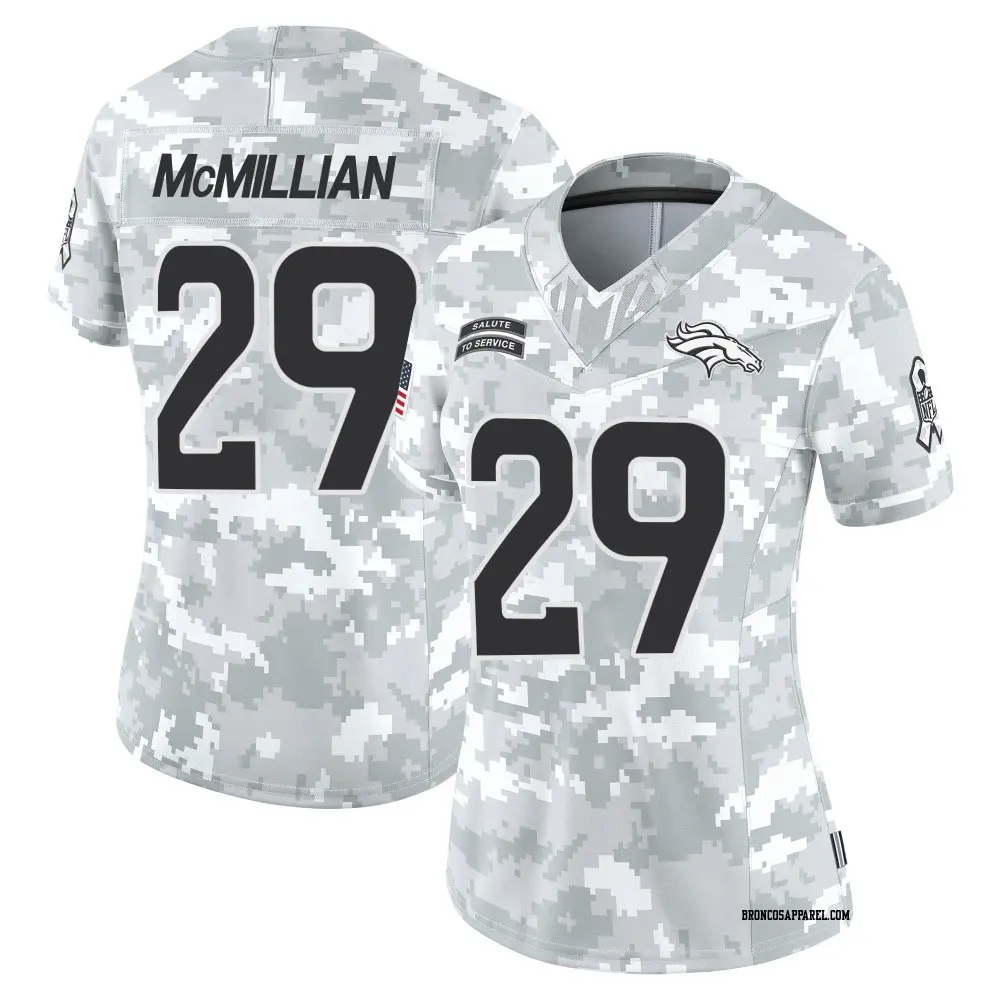 Limited Arctic Camo Women's Ja'Quan McMillian Denver Broncos 2024 Salute to Service Jersey