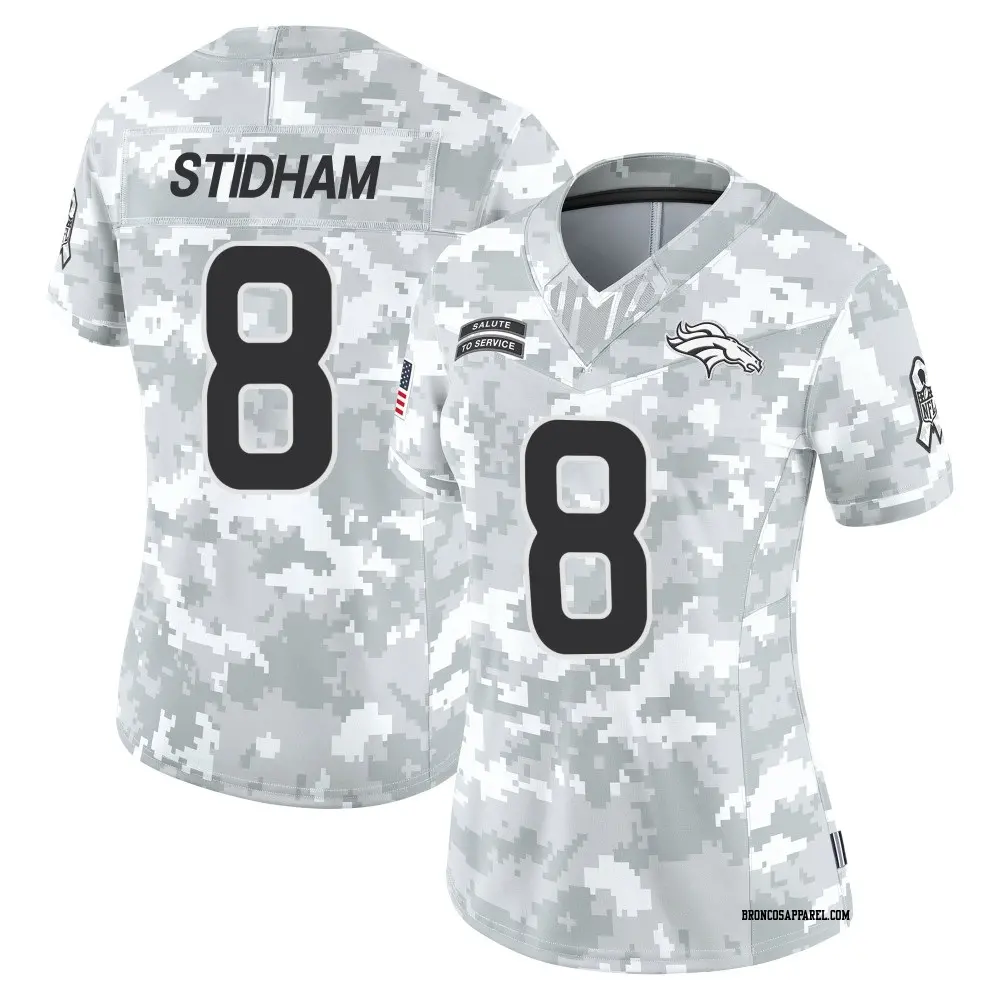 Limited Arctic Camo Women's Jarrett Stidham Denver Broncos 2024 Salute to Service Jersey