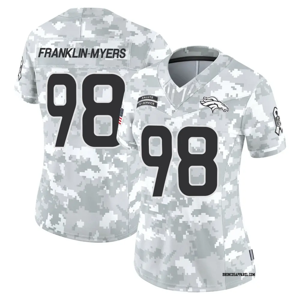 Limited Arctic Camo Women's John Franklin-Myers Denver Broncos 2024 Salute to Service Jersey