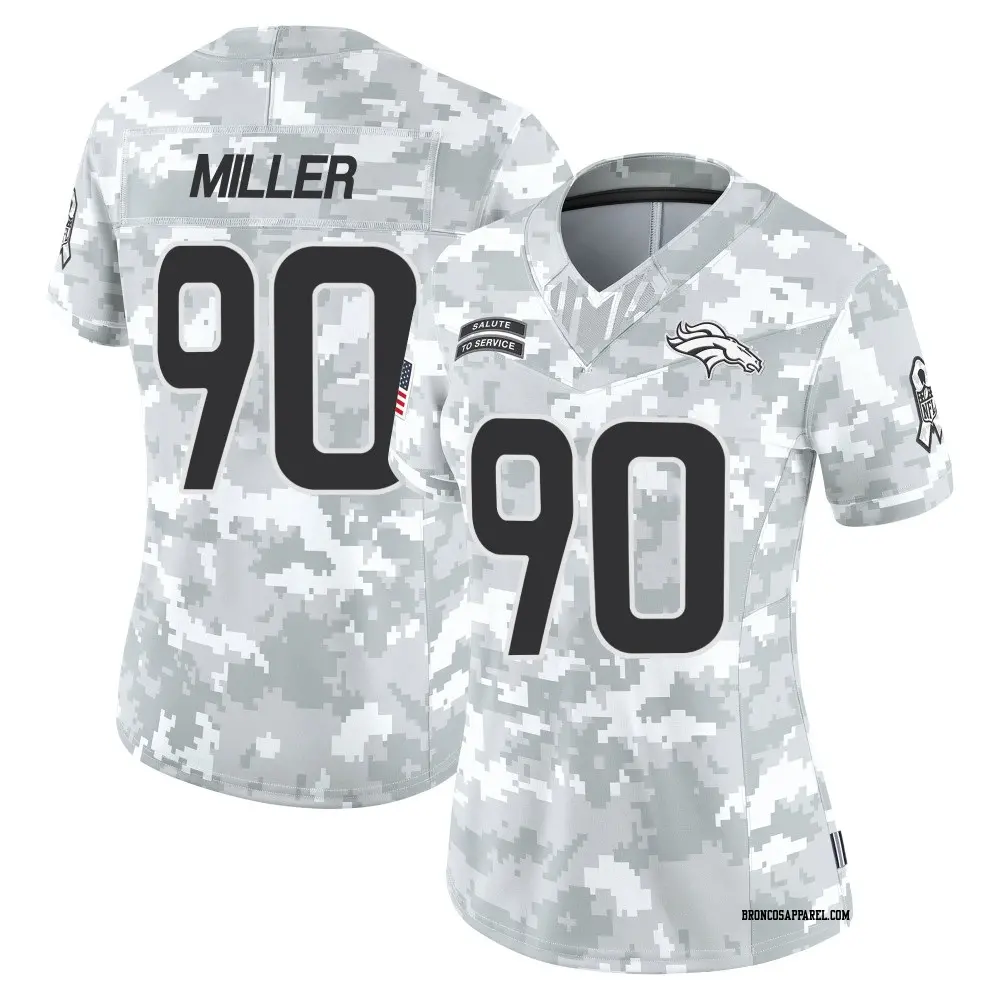 Limited Arctic Camo Women's Jordan Miller Denver Broncos 2024 Salute to Service Jersey