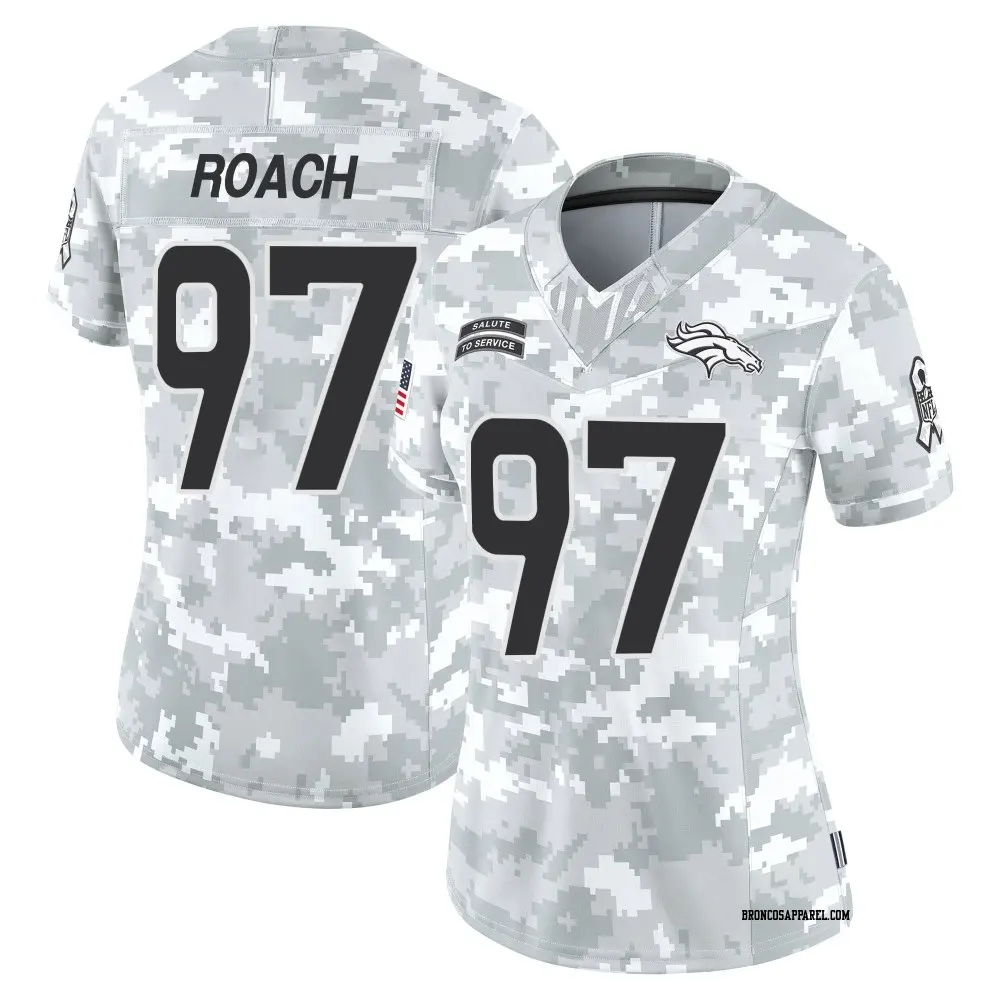 Limited Arctic Camo Women's Malcolm Roach Denver Broncos 2024 Salute to Service Jersey