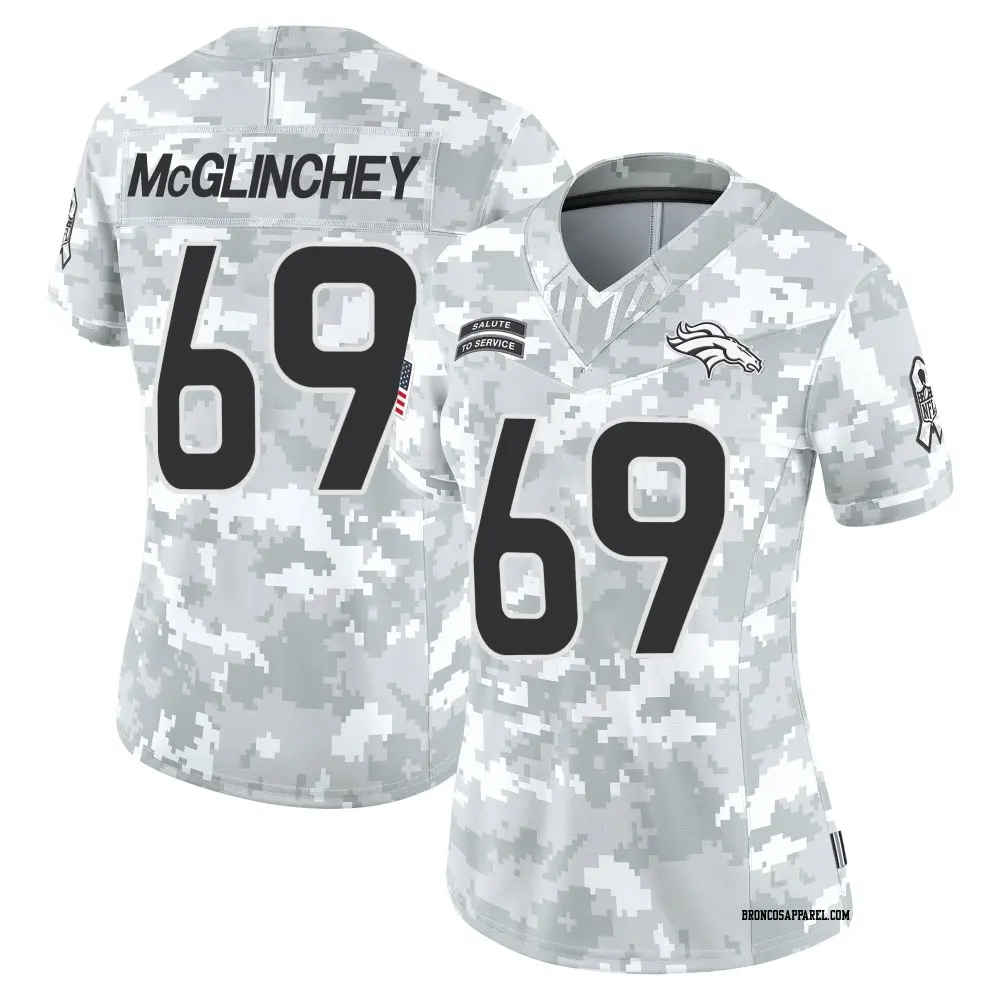 Limited Arctic Camo Women's Mike McGlinchey Denver Broncos 2024 Salute to Service Jersey