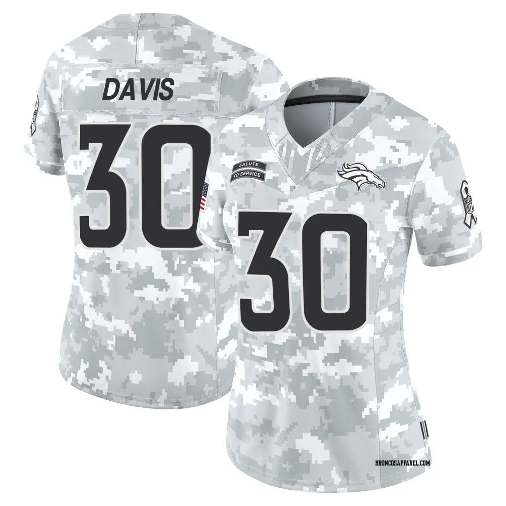 Limited Arctic Camo Women's Terrell Davis Denver Broncos 2024 Salute to Service Jersey