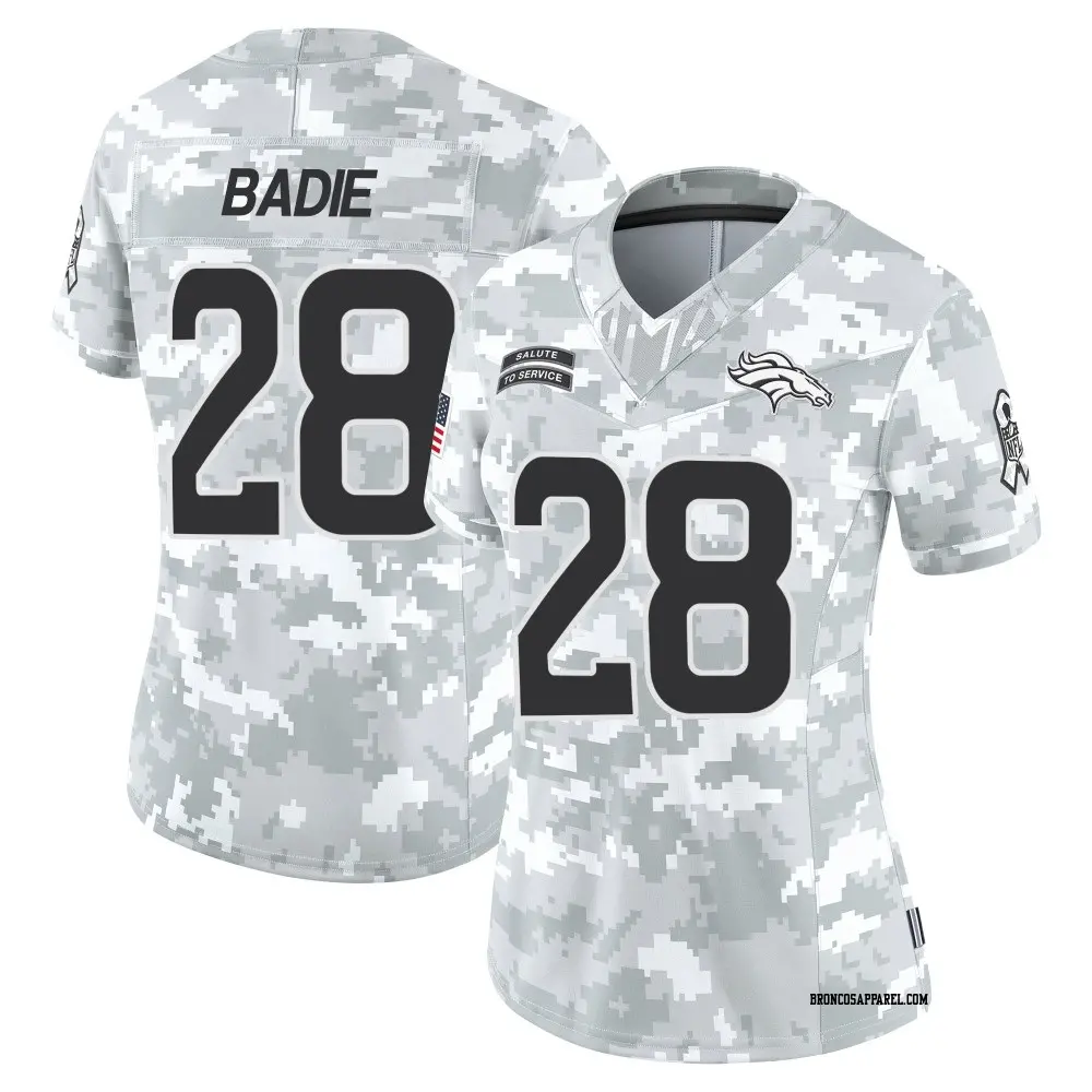 Limited Arctic Camo Women's Tyler Badie Denver Broncos 2024 Salute to Service Jersey