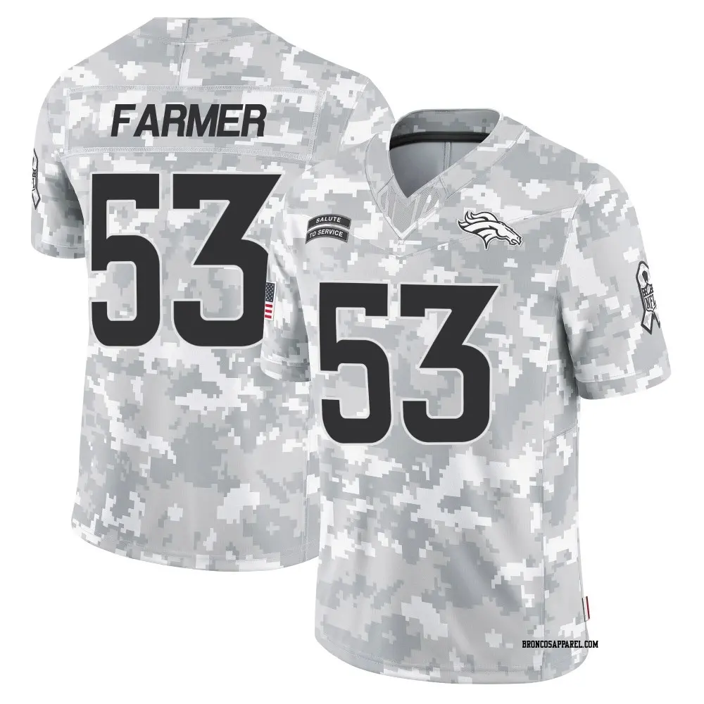 Limited Arctic Camo Youth Andrew Farmer Denver Broncos 2024 Salute to Service Jersey