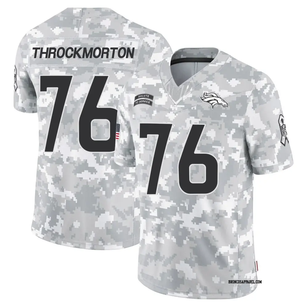 Limited Arctic Camo Youth Calvin Throckmorton Denver Broncos 2024 Salute to Service Jersey