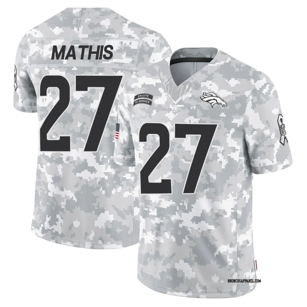 Limited Arctic Camo Youth Damarri Mathis Denver Broncos 2024 Salute to Service Jersey