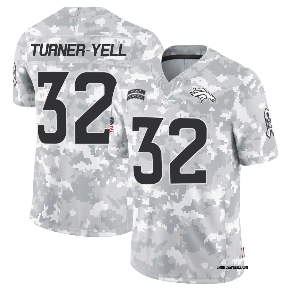 Limited Arctic Camo Youth Delarrin Turner-Yell Denver Broncos 2024 Salute to Service Jersey