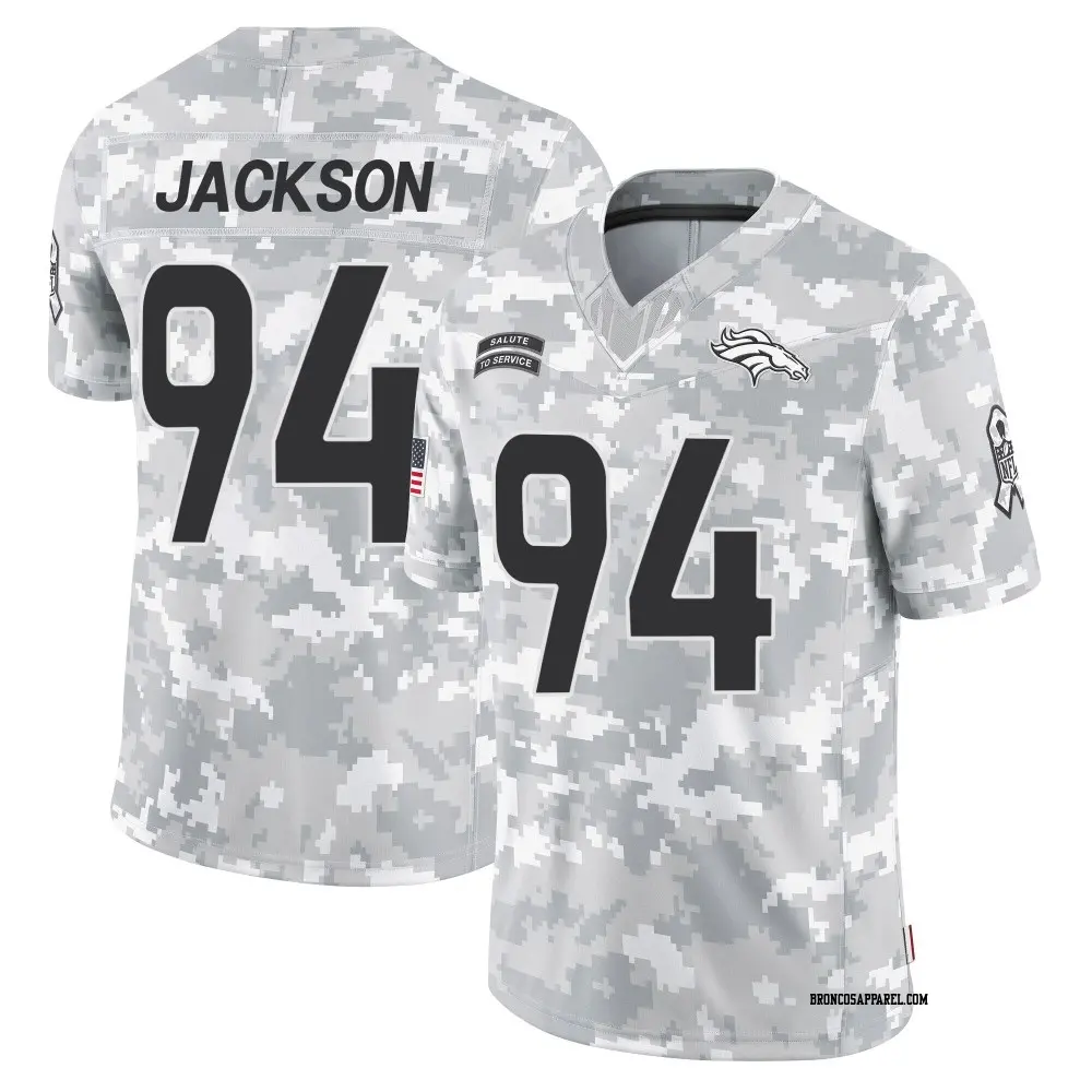 Limited Arctic Camo Youth Jordan Jackson Denver Broncos 2024 Salute to Service Jersey