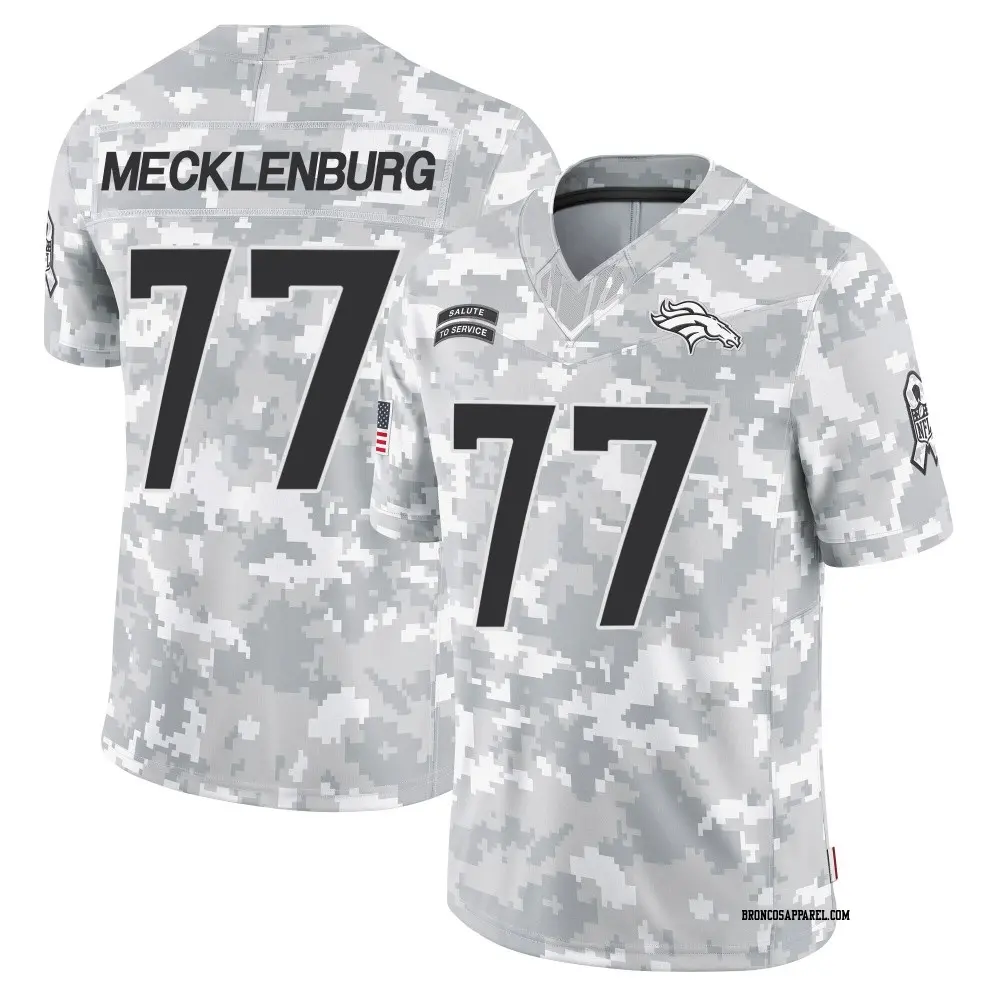 Limited Arctic Camo Youth Karl Mecklenburg Denver Broncos 2024 Salute to Service Jersey