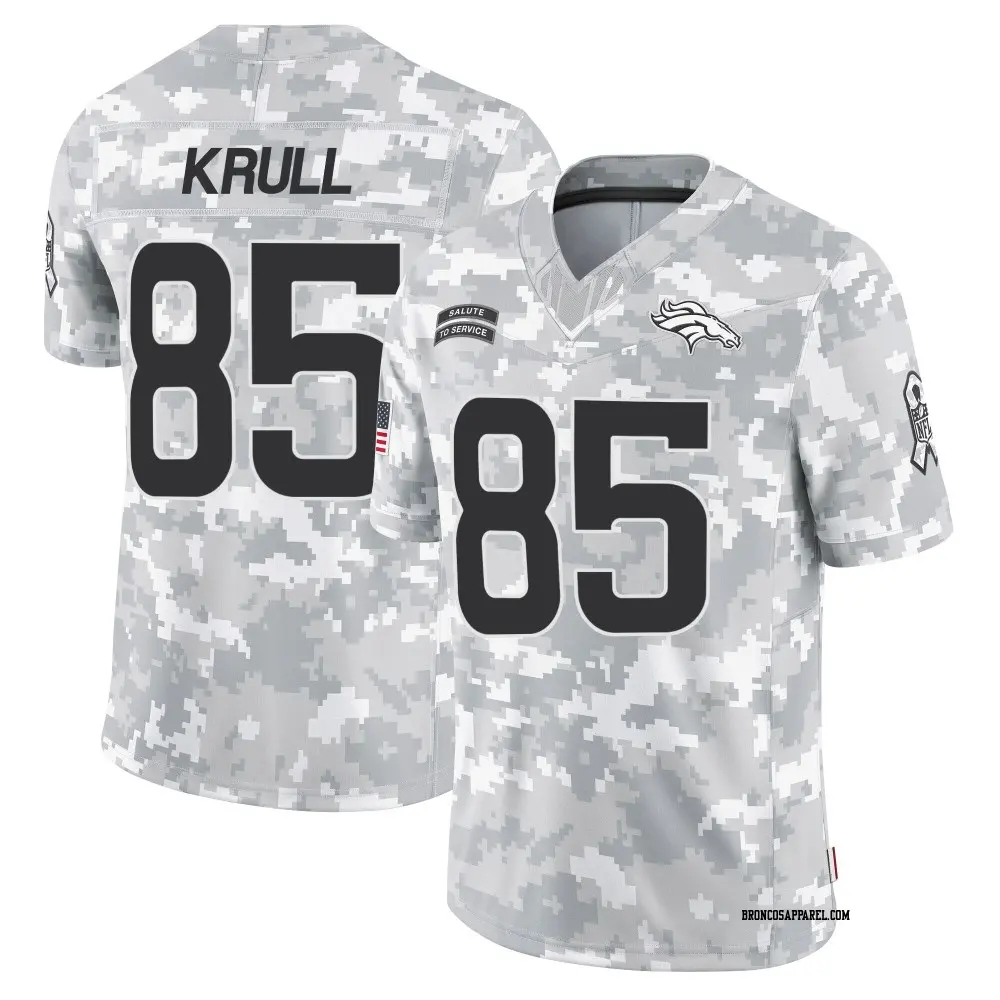 Limited Arctic Camo Youth Lucas Krull Denver Broncos 2024 Salute to Service Jersey