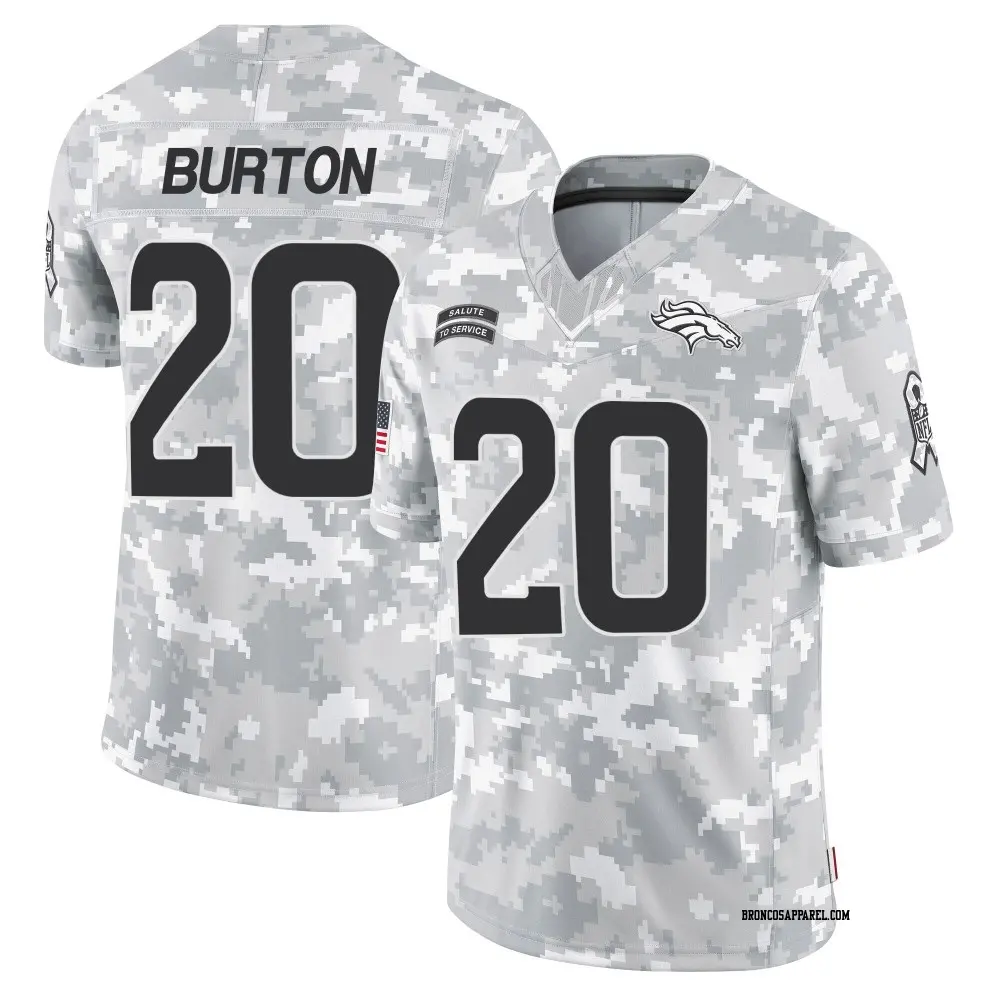 Limited Arctic Camo Youth Michael Burton Denver Broncos 2024 Salute to Service Jersey