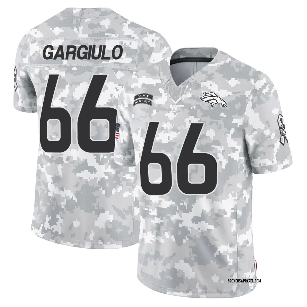 Limited Arctic Camo Youth Nick Gargiulo Denver Broncos 2024 Salute to Service Jersey