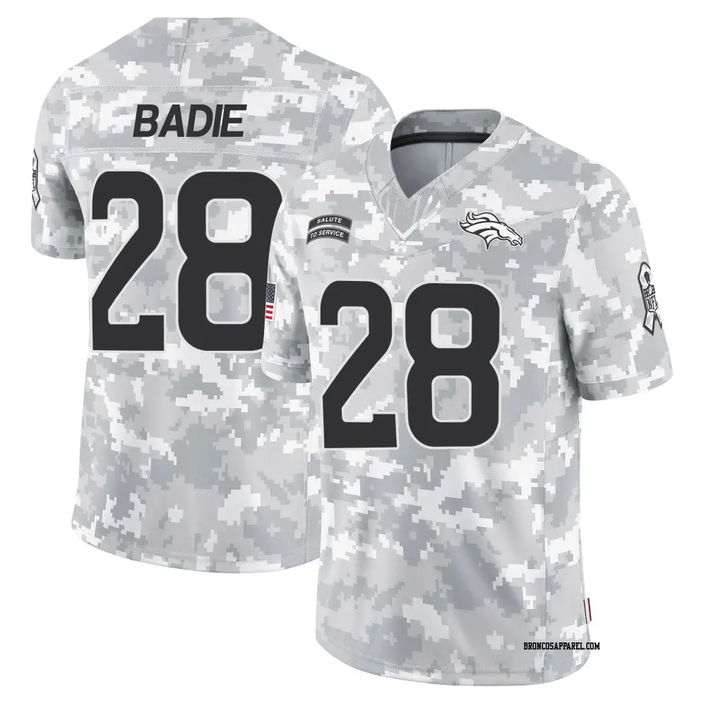 Limited Arctic Camo Youth Tyler Badie Denver Broncos 2024 Salute to Service Jersey