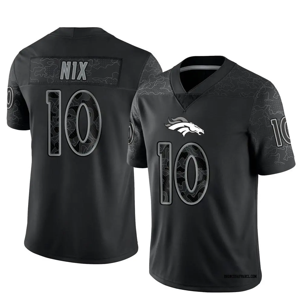 Limited Black Youth Bo Nix Denver Broncos Reflective Jersey