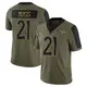 Limited Olive Men's Riley Moss Denver Broncos 2021 Salute To Service Jersey