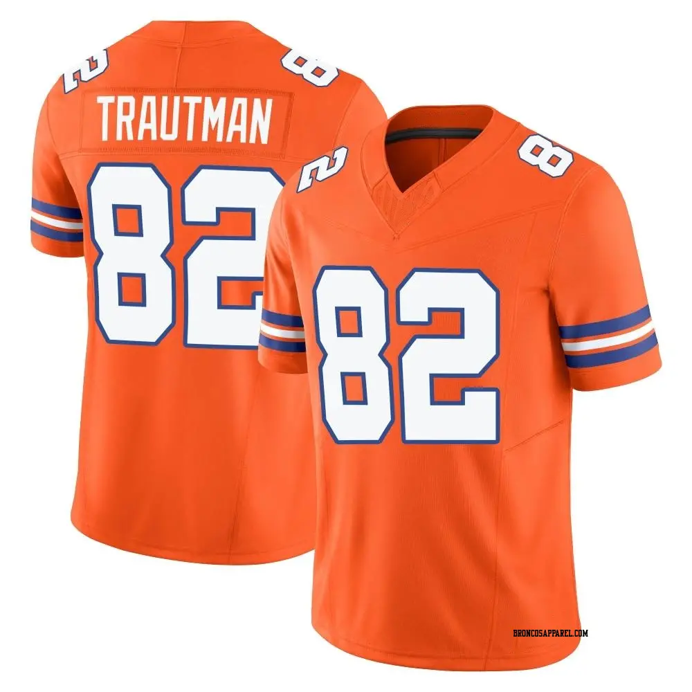 Limited Orange Men's Adam Trautman Denver Broncos Alternate Vapor F.U.S.E. Mile High Collection 1977 Throwback Jersey