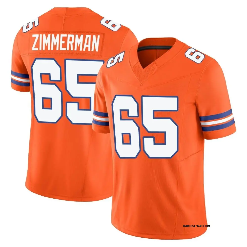 Limited Orange Men's Gary Zimmerman Denver Broncos Alternate Vapor F.U.S.E. Mile High Collection 1977 Throwback Jersey