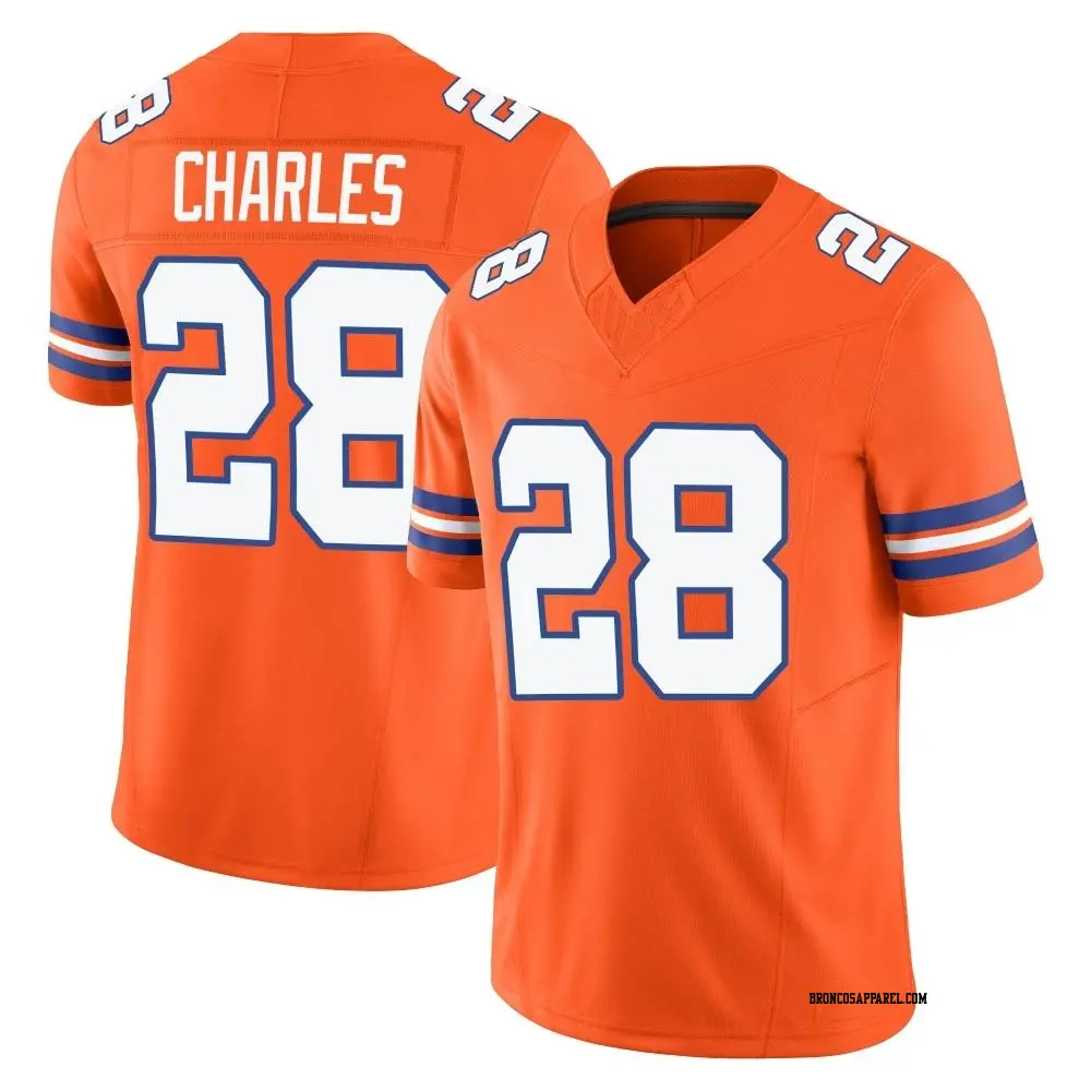 Limited Orange Men's Jamaal Charles Denver Broncos Alternate Vapor F.U.S.E. Mile High Collection 1977 Throwback Jersey