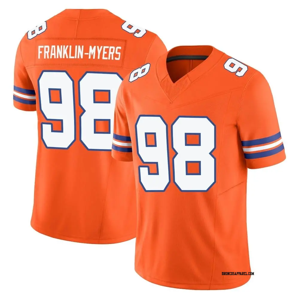 Limited Orange Men's John Franklin-Myers Denver Broncos Alternate Vapor F.U.S.E. Mile High Collection 1977 Throwback Jersey