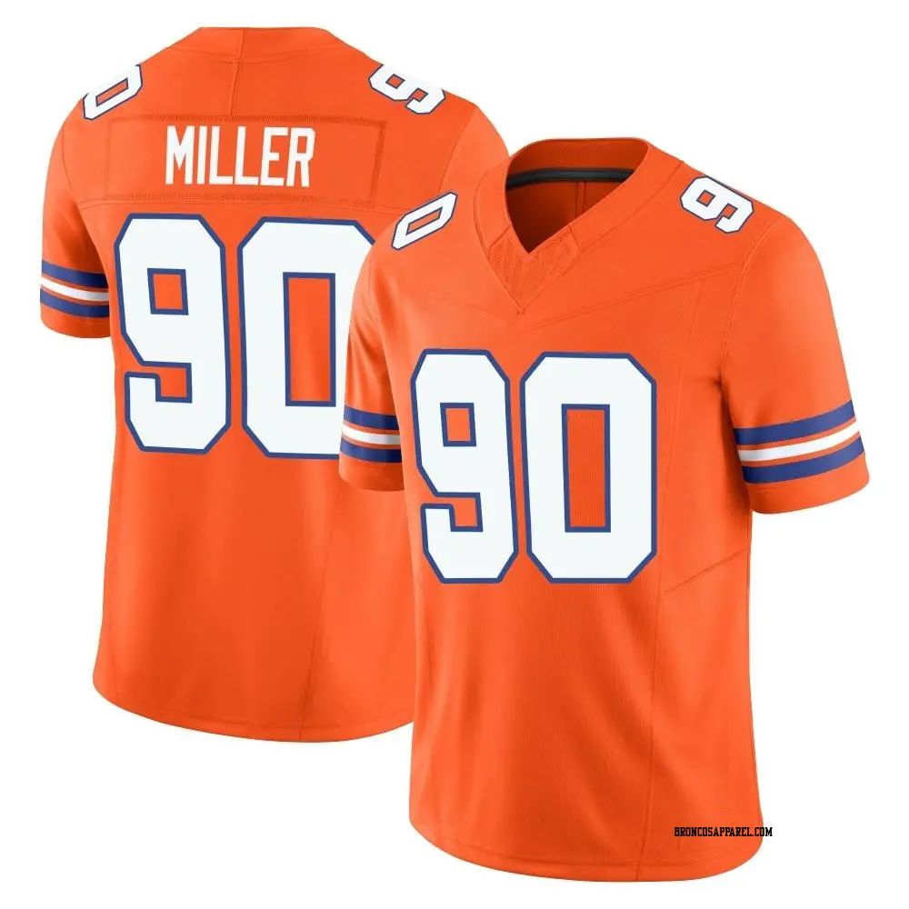 Limited Orange Men's Jordan Miller Denver Broncos Alternate Vapor F.U.S.E. Mile High Collection 1977 Throwback Jersey