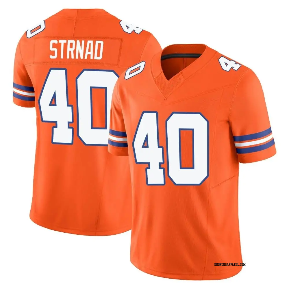 Limited Orange Men's Justin Strnad Denver Broncos Alternate Vapor F.U.S.E. Mile High Collection 1977 Throwback Jersey