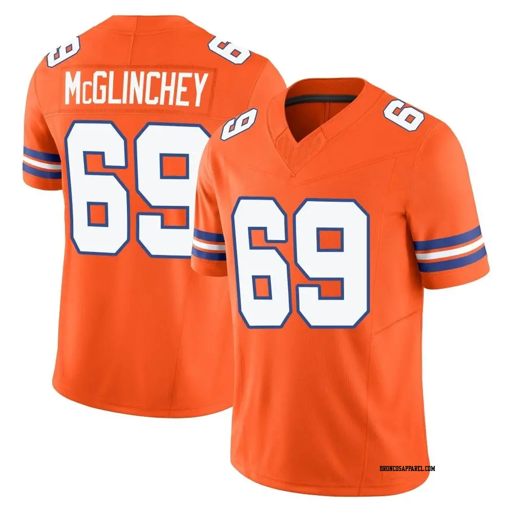 Limited Orange Men's Mike McGlinchey Denver Broncos Alternate Vapor F.U.S.E. Mile High Collection 1977 Throwback Jersey