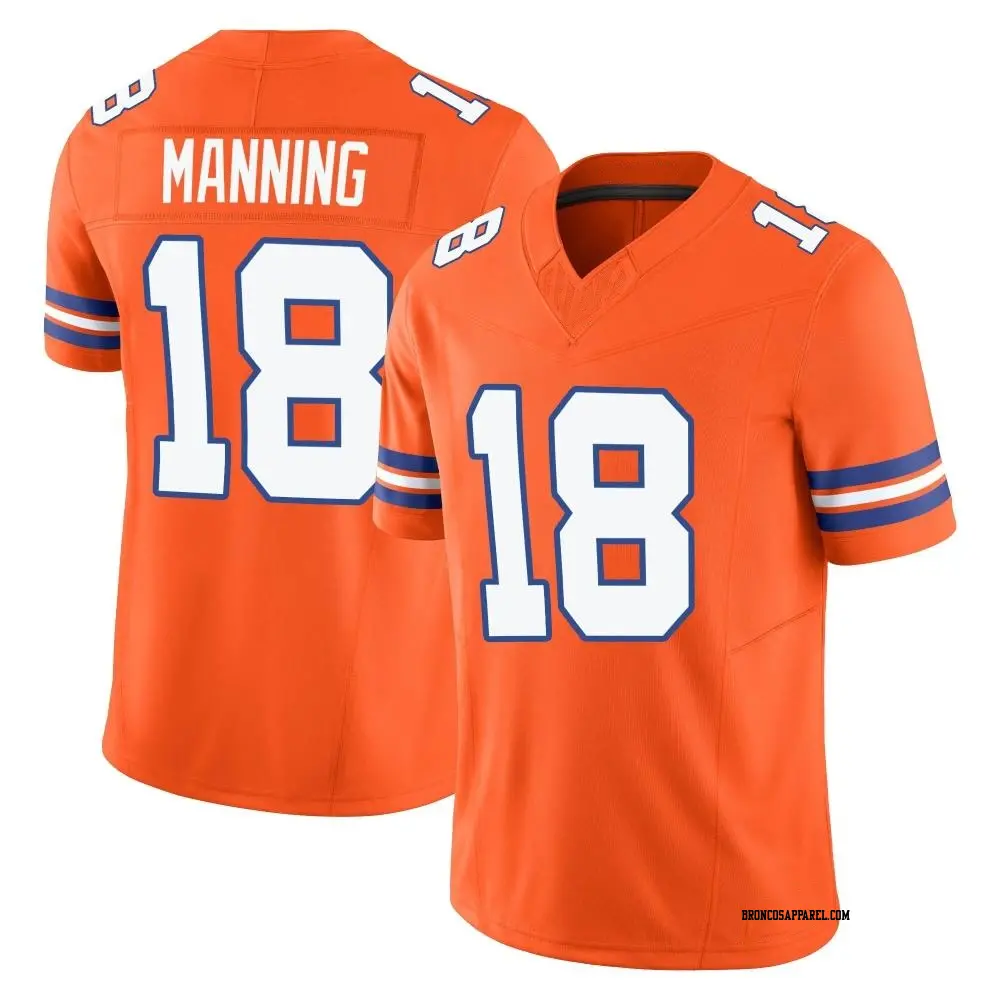 Limited Orange Men's Peyton Manning Denver Broncos Alternate Vapor F.U.S.E. Mile High Collection 1977 Throwback Jersey