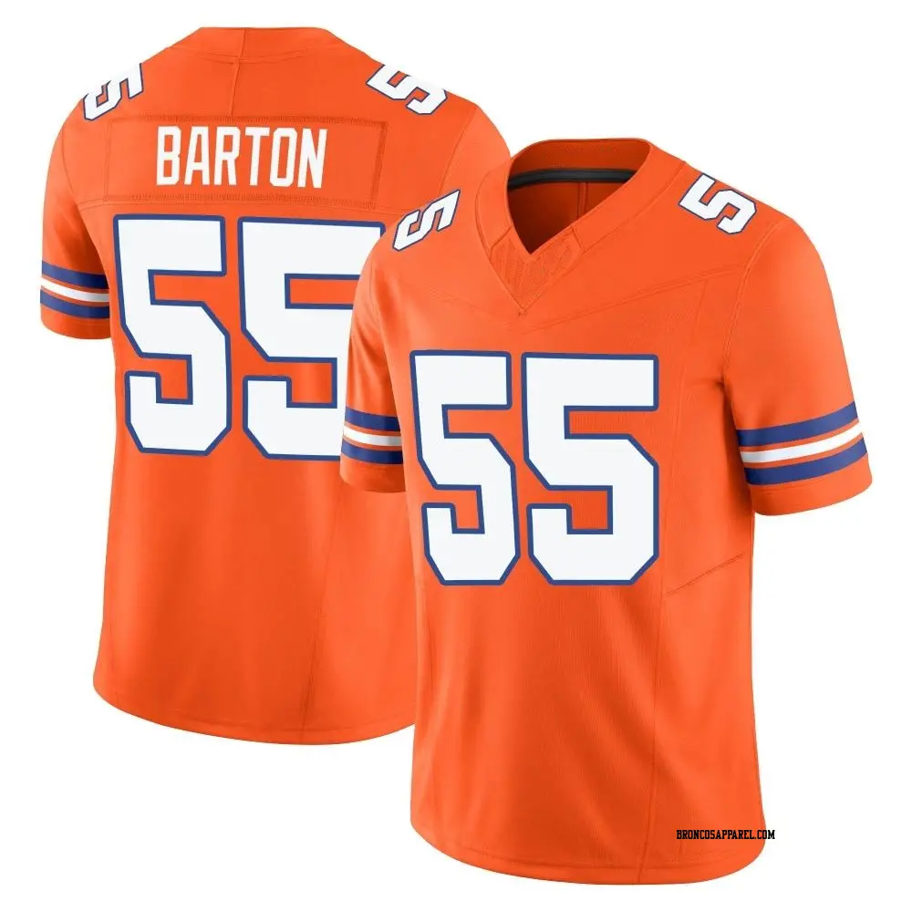 Limited Orange Youth Cody Barton Denver Broncos Alternate Vapor F.U.S.E. Mile High Collection 1977 Throwback Jersey