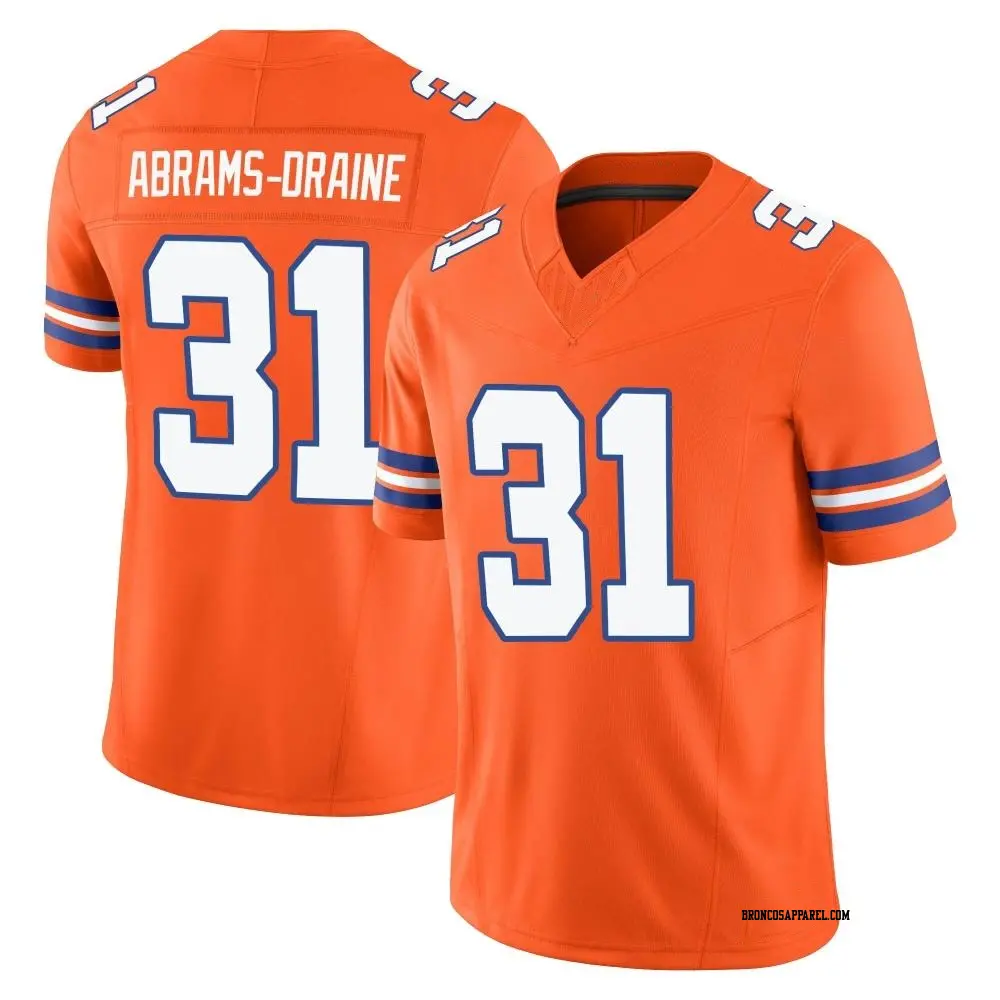 Limited Orange Youth Kris Abrams-Draine Denver Broncos Alternate Vapor F.U.S.E. Mile High Collection 1977 Throwback Jersey