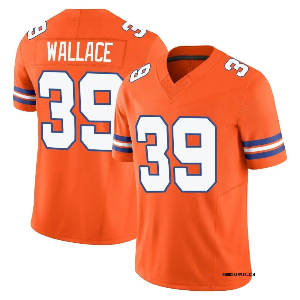 Limited Orange Youth Levi Wallace Denver Broncos Alternate Vapor F.U.S.E. Mile High Collection 1977 Throwback Jersey