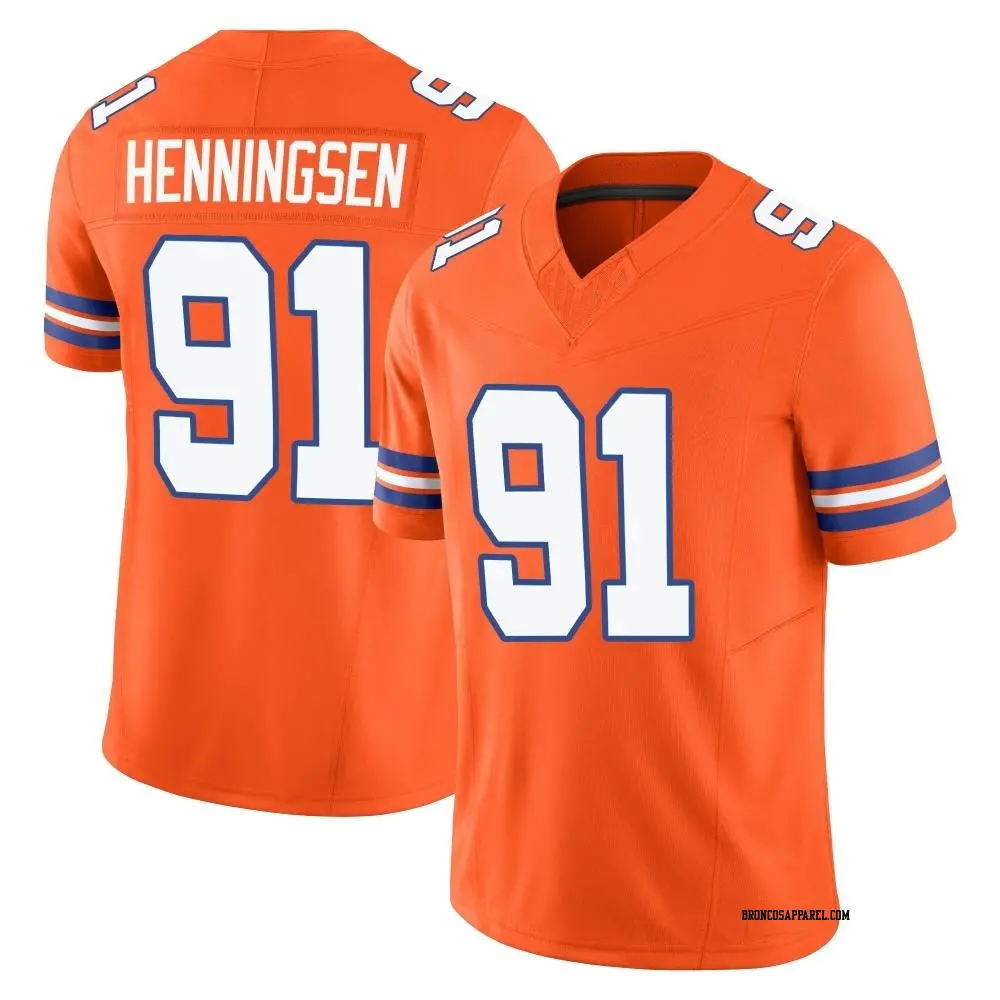 Limited Orange Youth Matt Henningsen Denver Broncos Alternate Vapor F.U.S.E. Mile High Collection 1977 Throwback Jersey