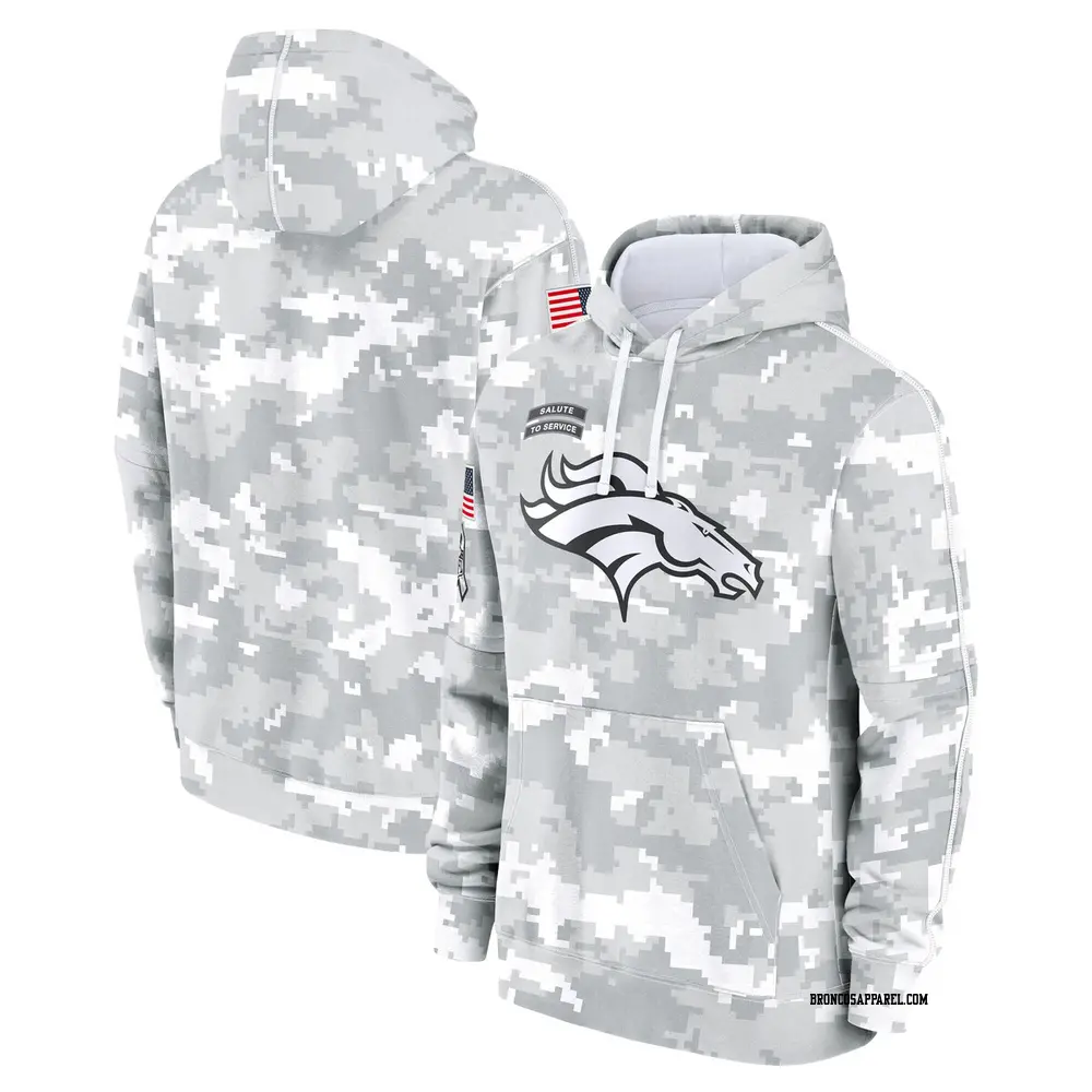 White/Gray Youth Denver Broncos 2024 Salute To Service Pullover Hoodie